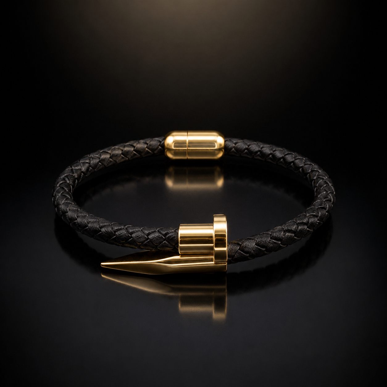 Imperial Braided Leather Bracelet – 18K Gold Plated