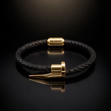 Imperial Braided Leather Bracelet – 18K Gold Plated