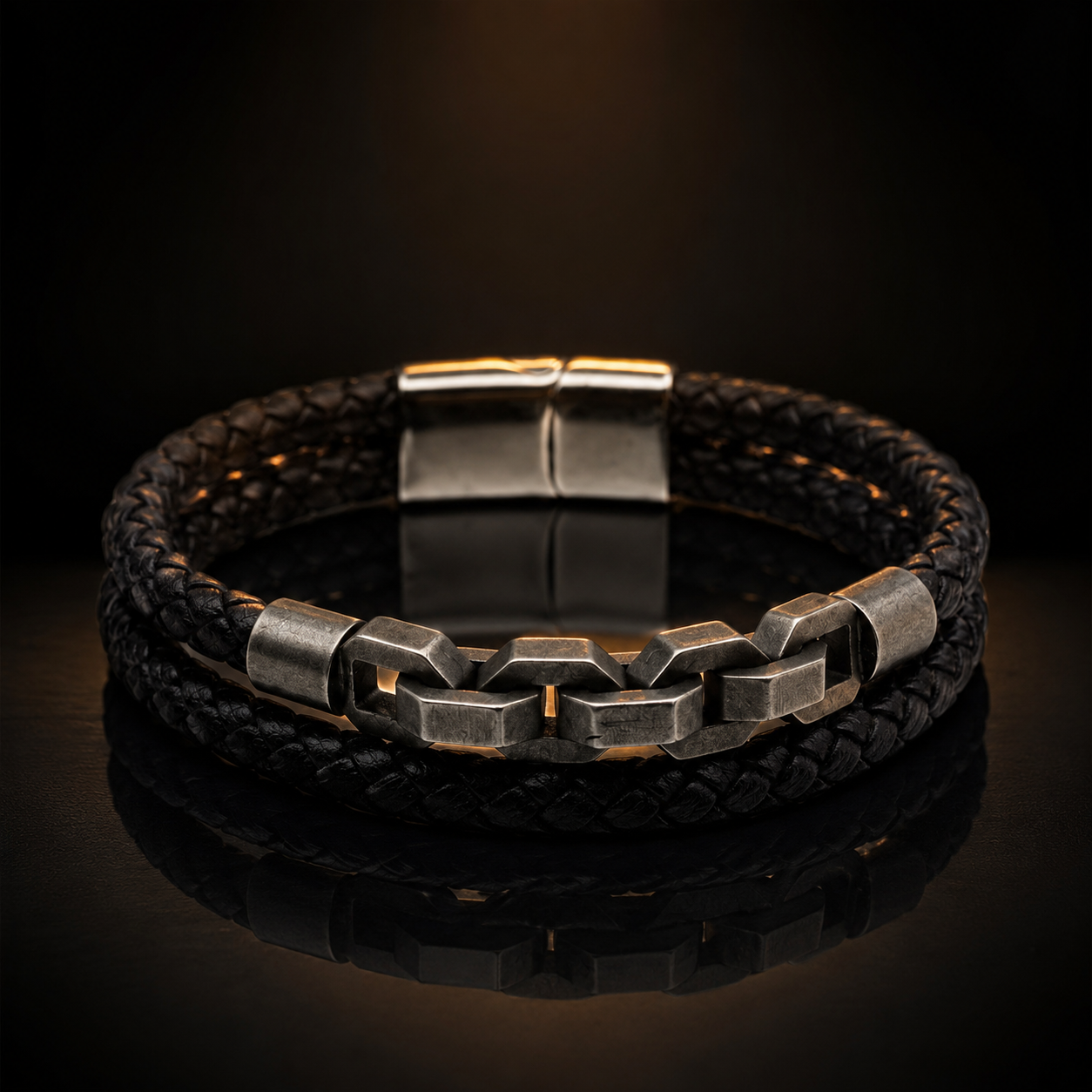 Urban Forge Braided Leather Bracelet