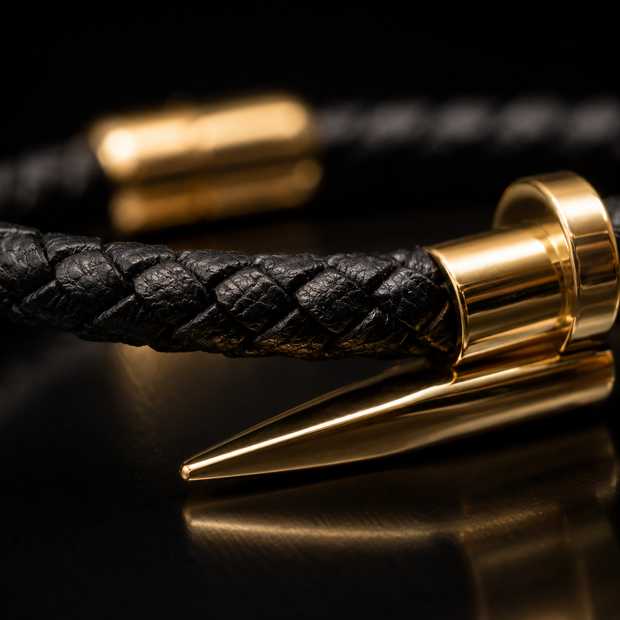 Imperial Braided Leather Bracelet – 18K Gold Plated