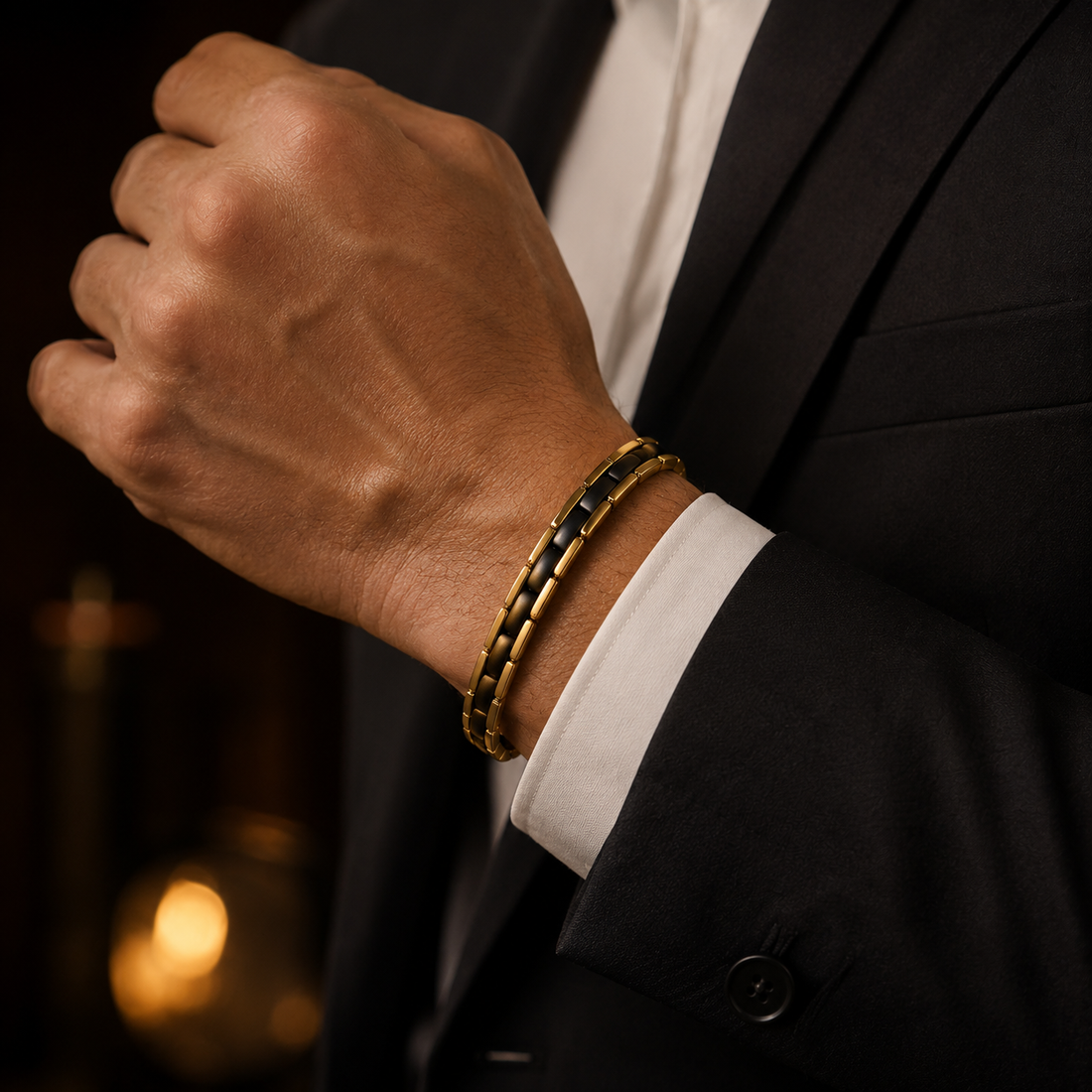 Luxury 18K Gold Plated Stainless Steel Men's Bracelet
