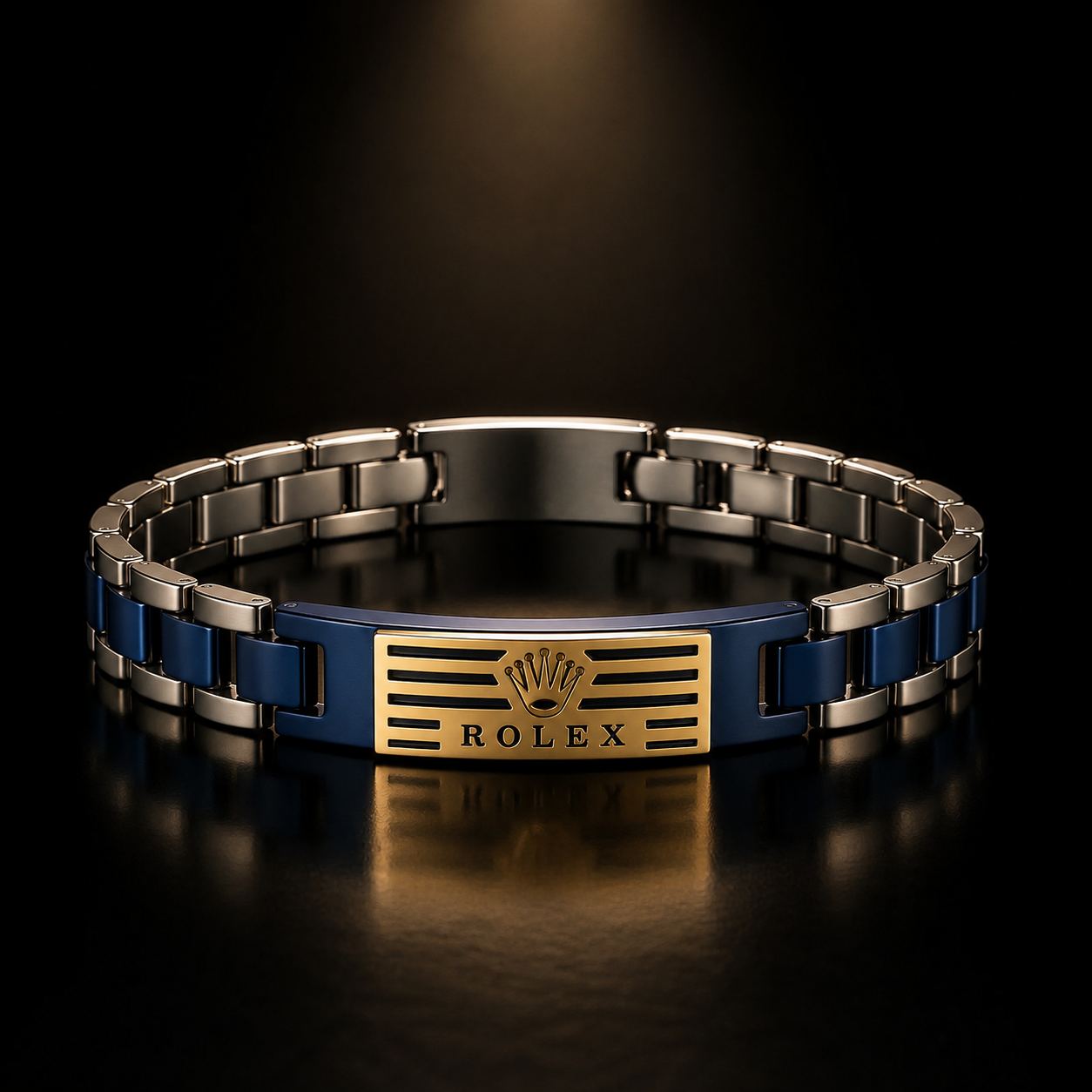 Rolex-Inspired Blue & Gold Stainless Steel Bracelet