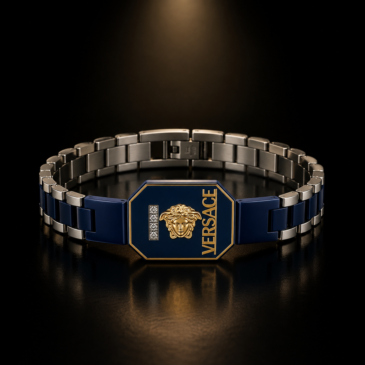Versace Inspired Premium Stainless Steel Bracelet – Blue & Silver