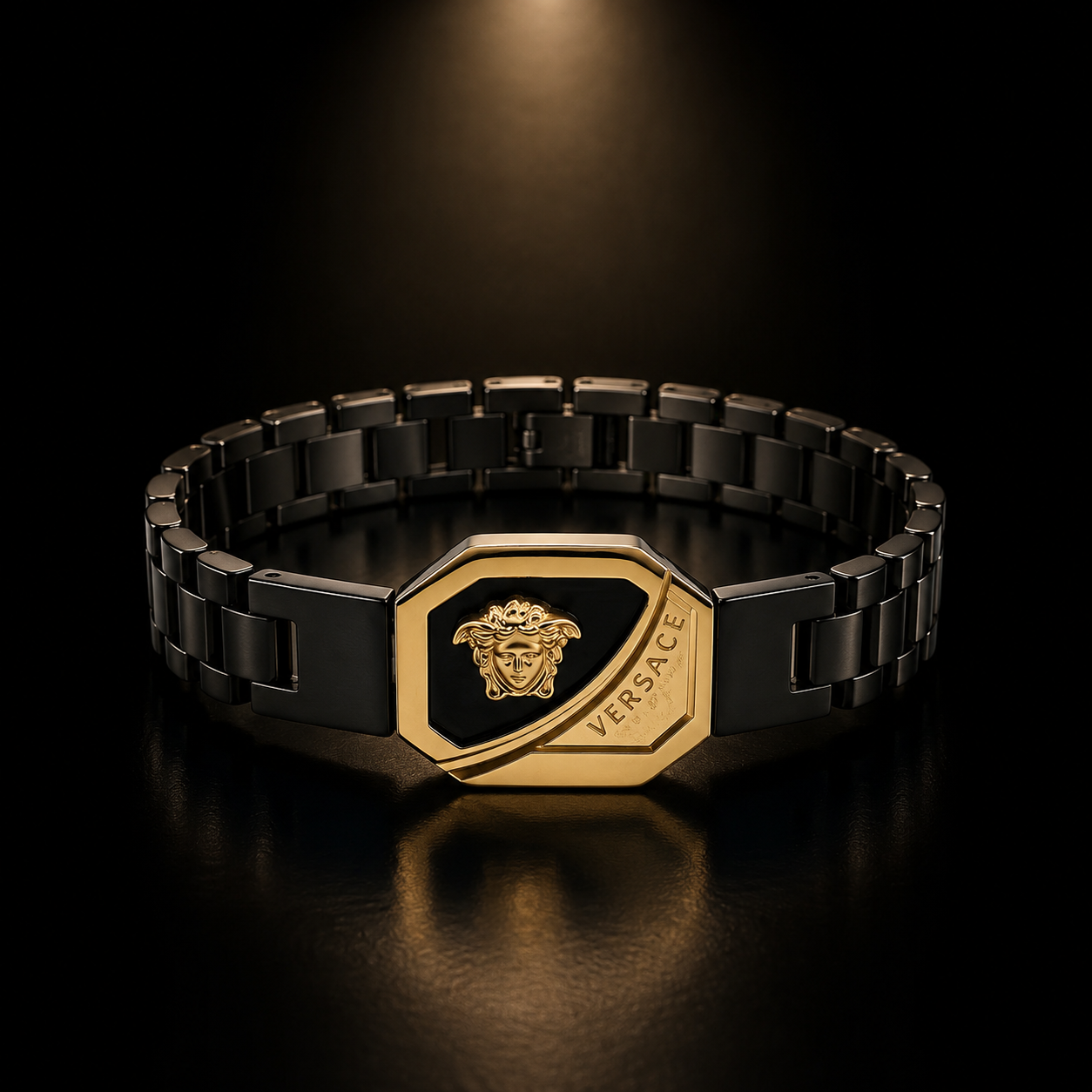 Versace Inspired Premium Stainless Steel Bracelet – Black & Gold